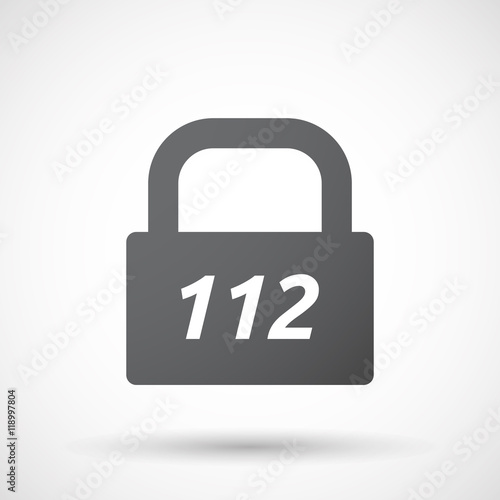 Isolated closed lock pad icon with the text 112