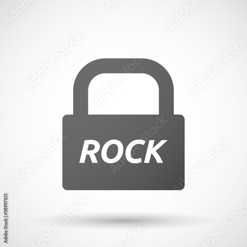 Isolated closed lock pad icon with the text ROCK