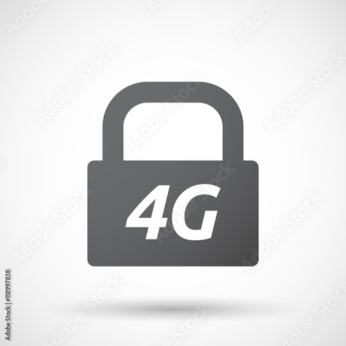 Isolated closed lock pad icon with the text 4G