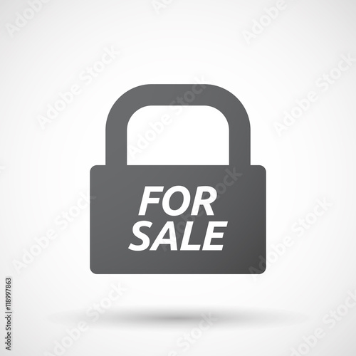 Isolated closed lock pad icon with the text FOR SALE