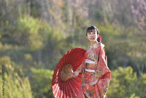 cherry blossom japanese kimono female