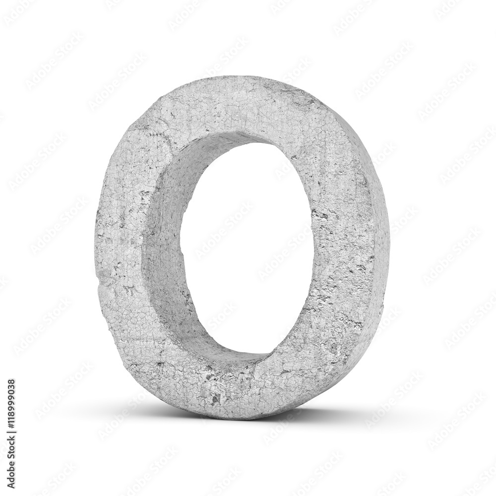 Concrete letter O isolated on white background Concrete letter O isolated on white background