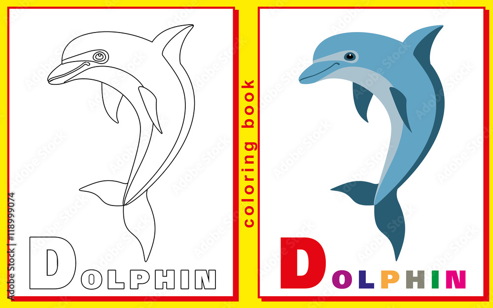 Obraz premium children's coloring book with letters and words. the letter D. D