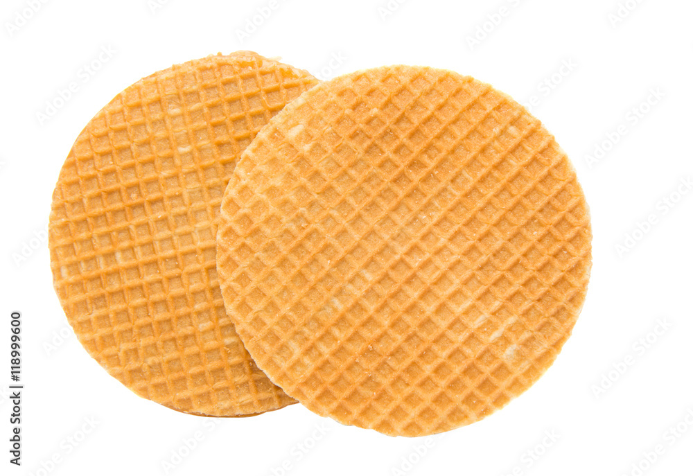 Dutch waffle called a stroopwafel isolated Dutch waffle called a stroopwafel isolated