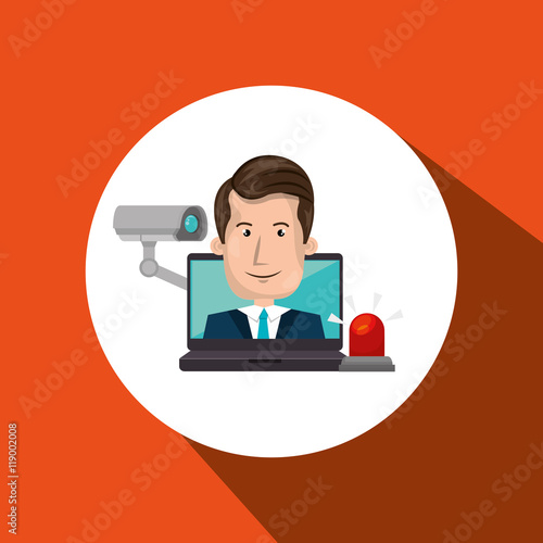 man laptop secutiry save vector illustration eps 10