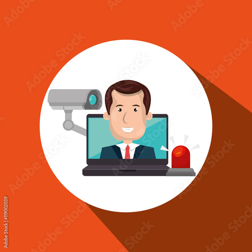 man laptop secutiry save vector illustration eps 10