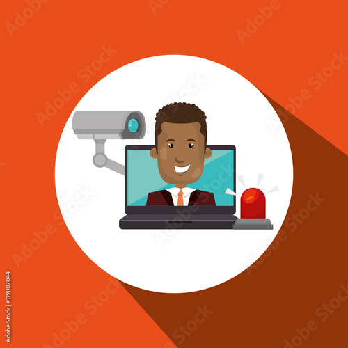 man laptop secutiry save vector illustration eps 10
