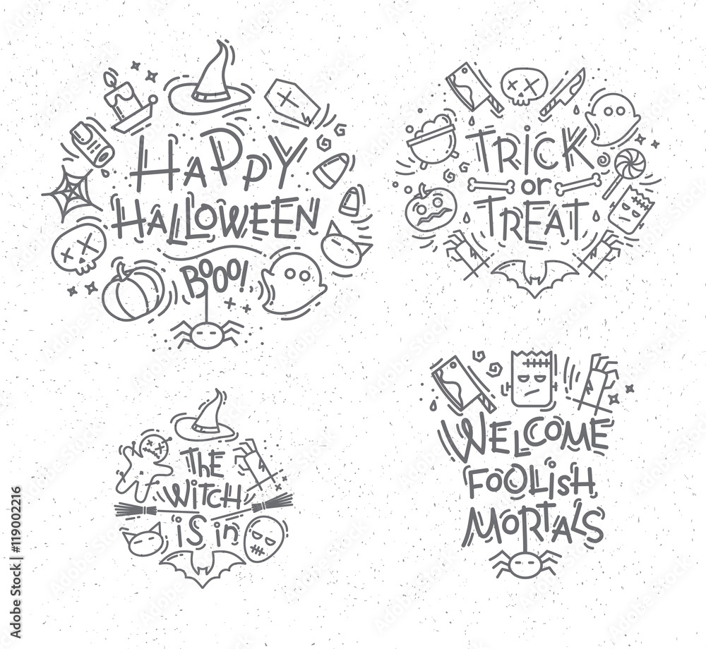 Fototapeta premium Halloween flat monograms