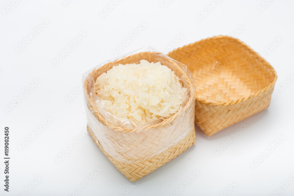 Thai sticky rice in a bamboo wooden