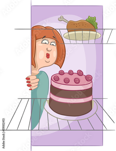 hungry woman on diet cartoon
