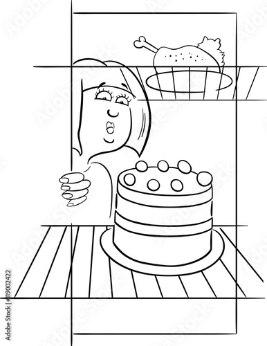 hungry woman on diet drawing