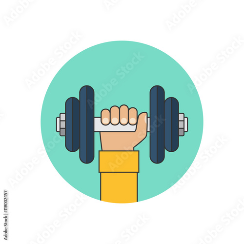 Dumbbell in hand icon