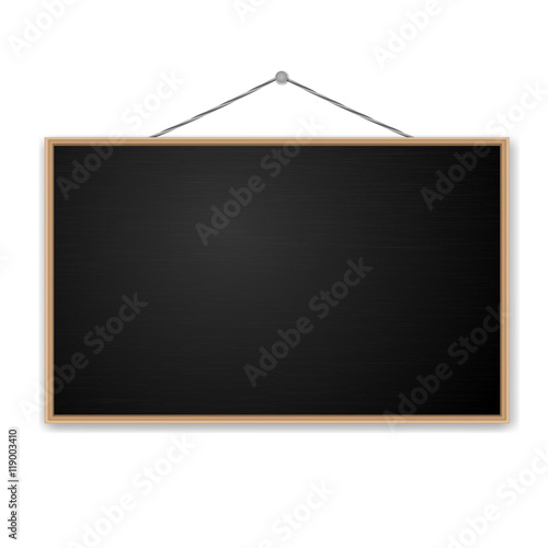 blank blackboard in wooden frame. vector illustration