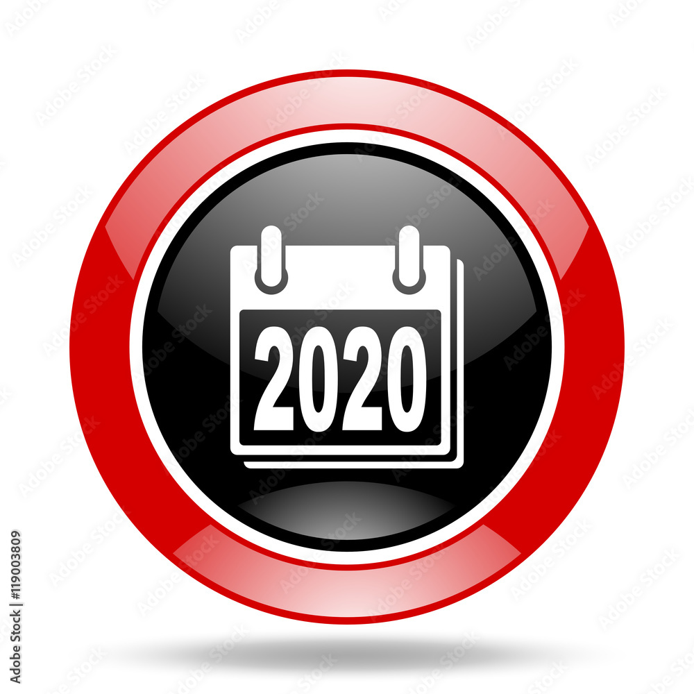 new year 2020 red and black web glossy round icon new year 2020 red and black web glossy round icon