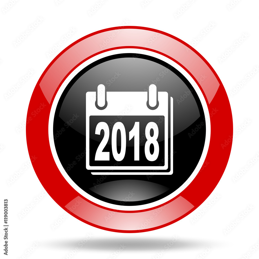 new year 2018 red and black web glossy round icon new year 2018 red and black web glossy round icon