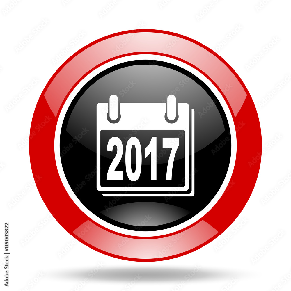 new year 2017 red and black web glossy round icon new year 2017 red and black web glossy round icon
