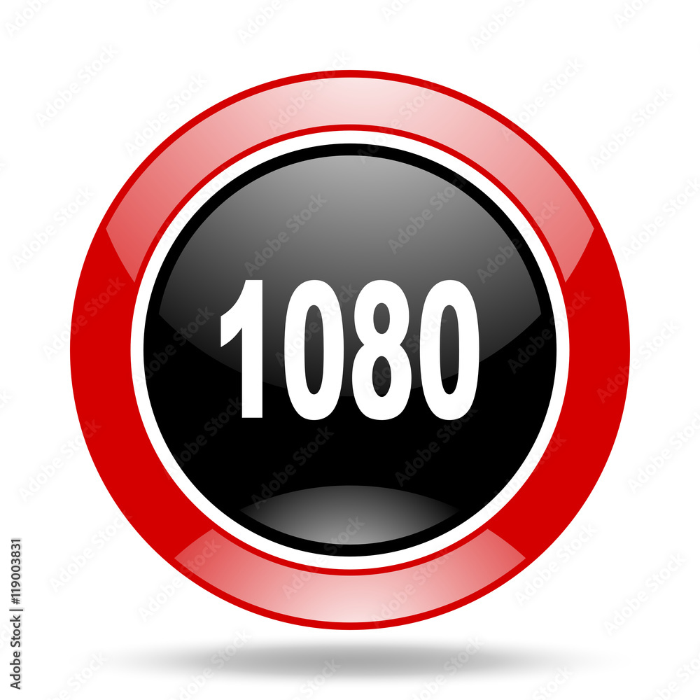 1080 red and black web glossy round icon 1080 red and black web glossy round icon