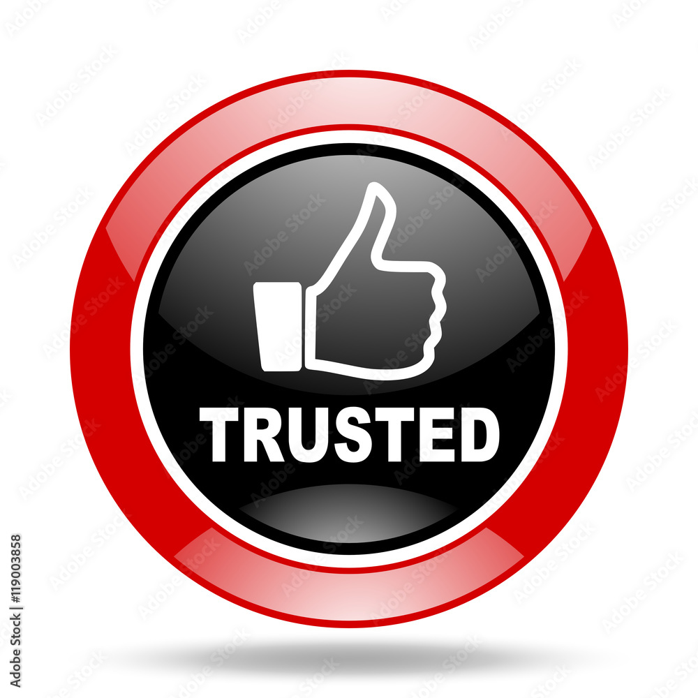 trusted red and black web glossy round icon trusted red and black web glossy round icon