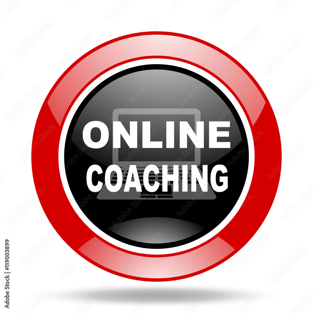 online coaching red and black web glossy round icon online coaching red and black web glossy round icon
