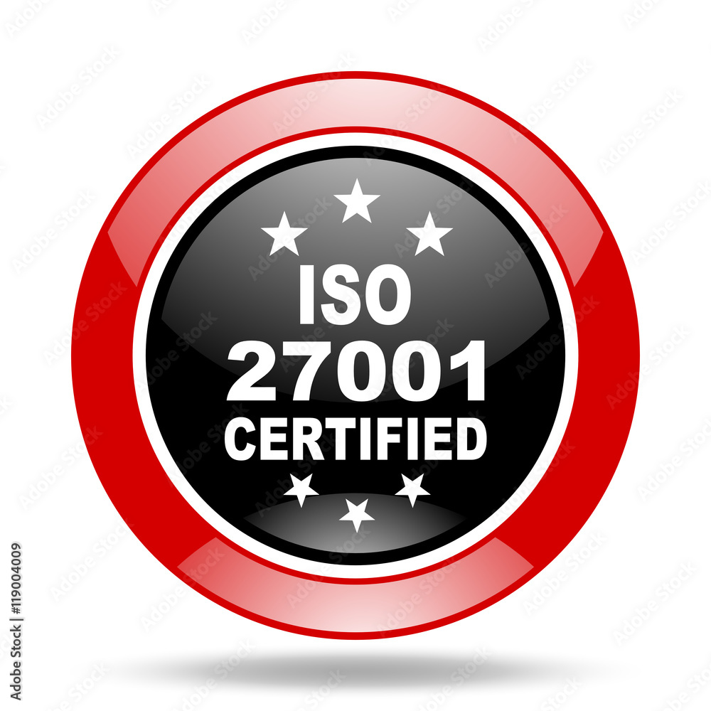 iso 27001 red and black web glossy round icon iso 27001 red and black web glossy round icon