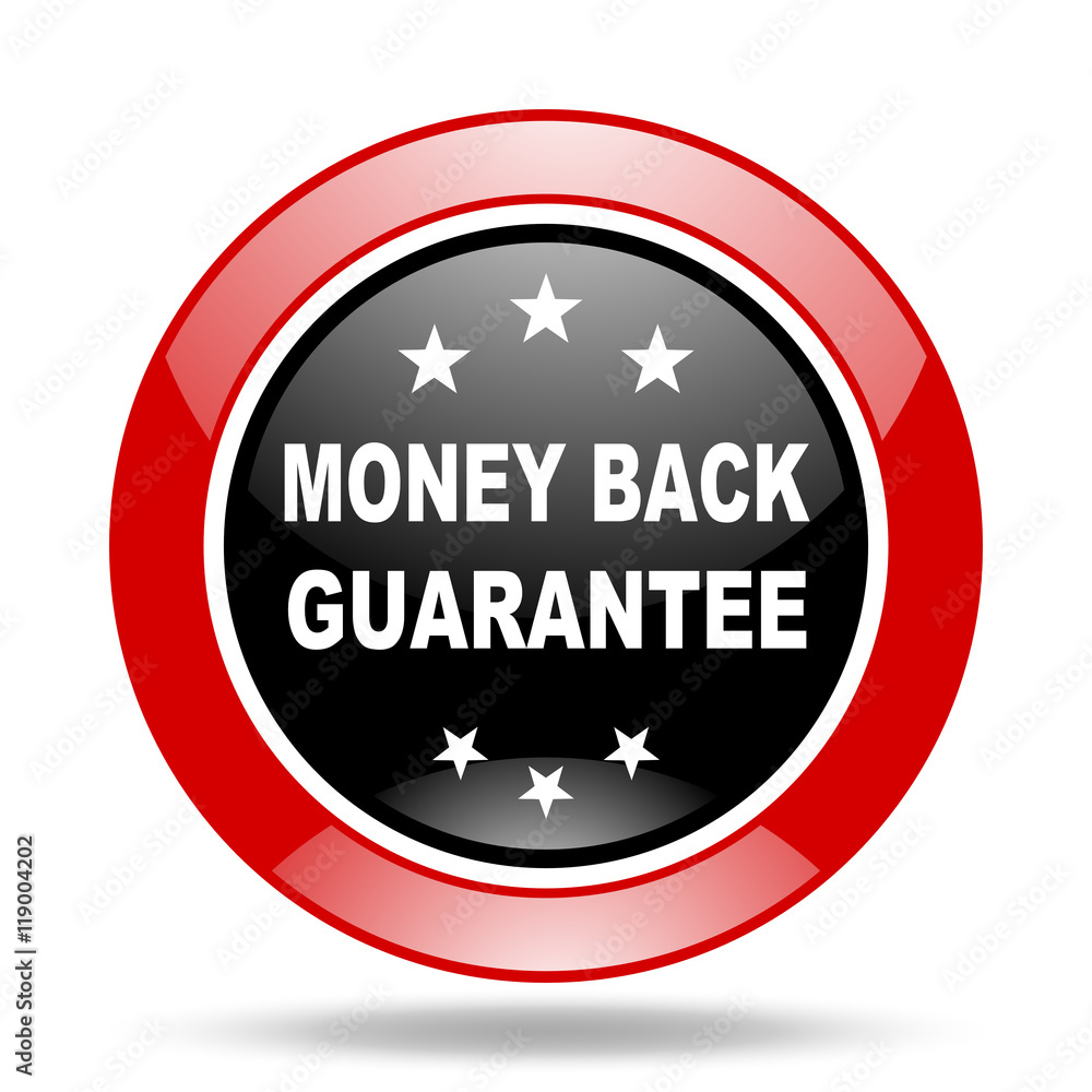 money back guarantee red and black web glossy round icon money back guarantee red and black web glossy round icon