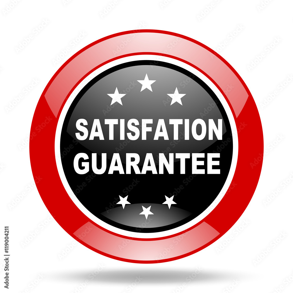 satisfaction guarantee red and black web glossy round icon satisfaction guarantee red and black web glossy round icon