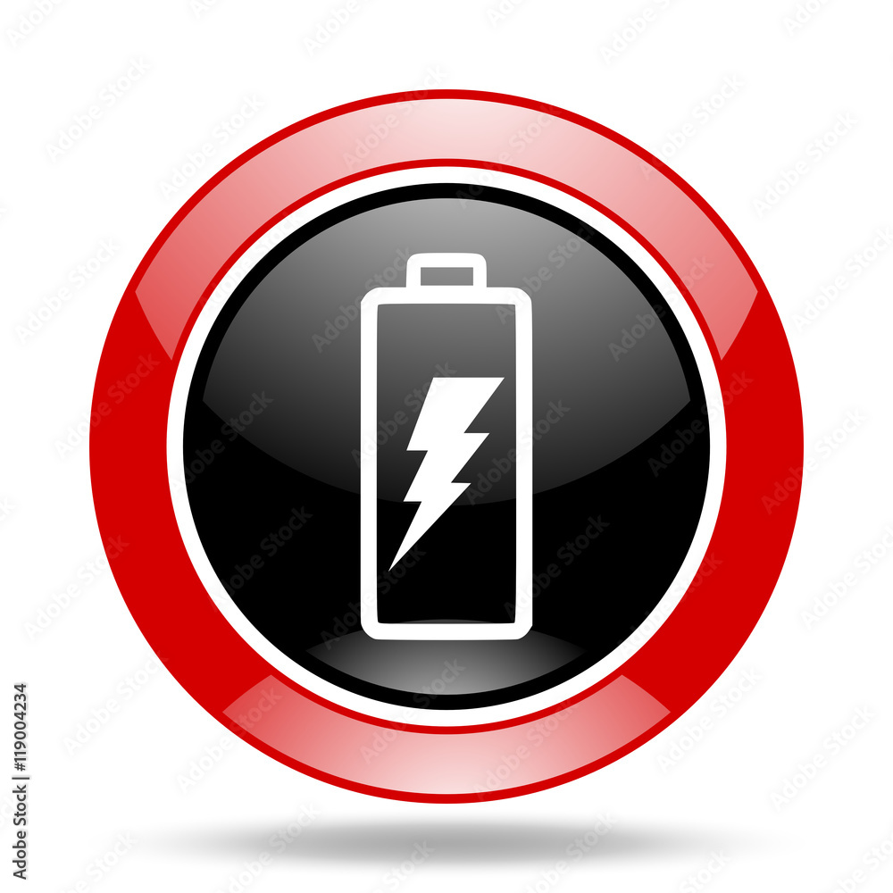 battery red and black web glossy round icon battery red and black web glossy round icon