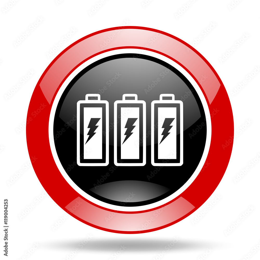 battery red and black web glossy round icon battery red and black web glossy round icon