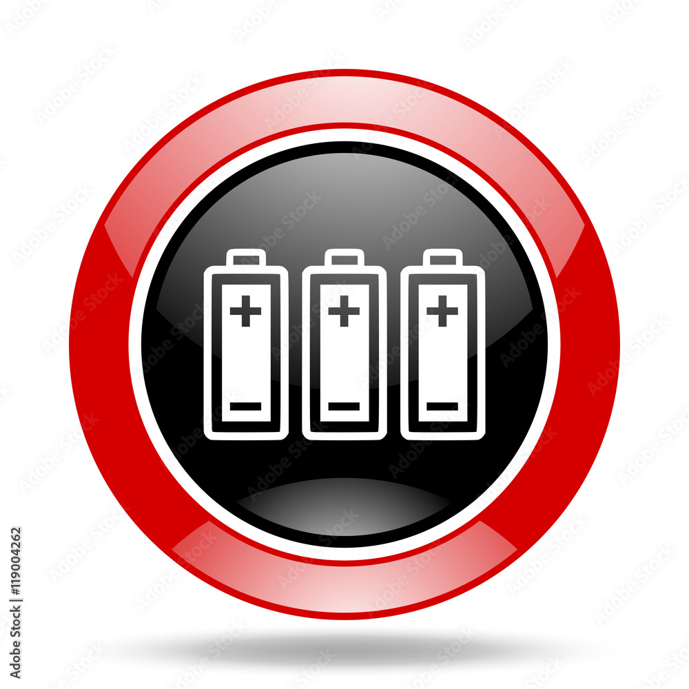 battery red and black web glossy round icon battery red and black web glossy round icon