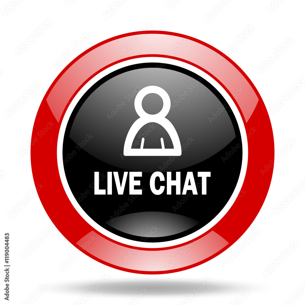 live chat red and black web glossy round icon live chat red and black web glossy round icon