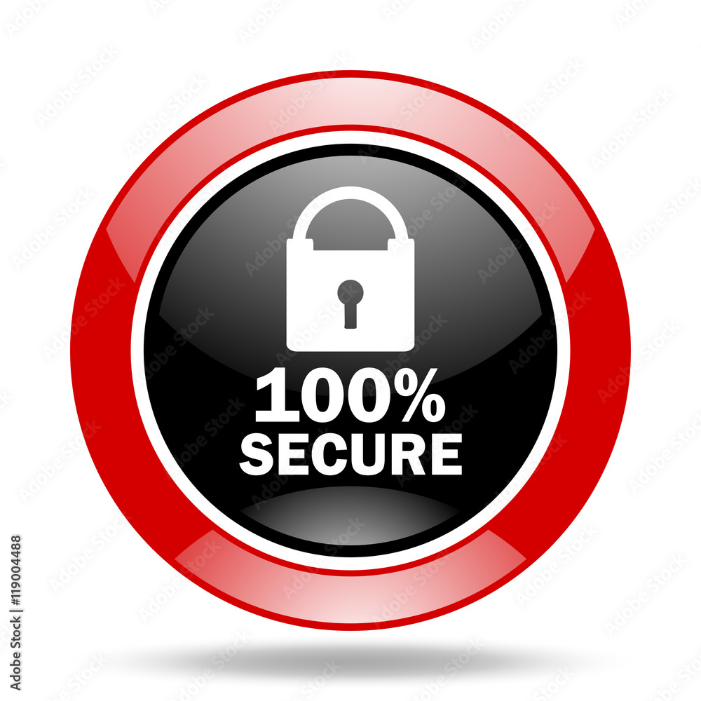 secure red and black web glossy round icon secure red and black web glossy round icon