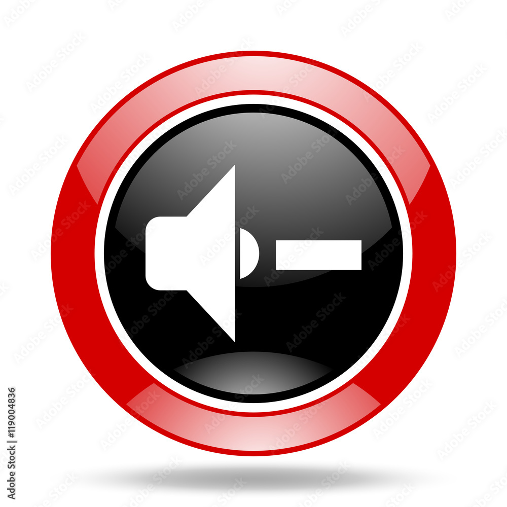 speaker volume red and black web glossy round icon speaker volume red and black web glossy round icon