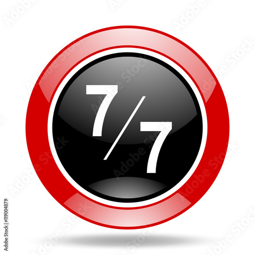 Free Download 7 per 7 red and black web glossy round icon - GFXLoad