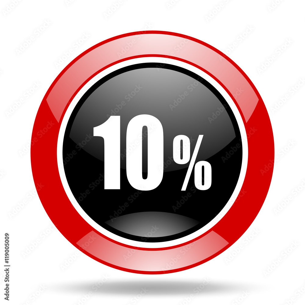 10 percent red and black web glossy round icon 10 percent red and black web glossy round icon