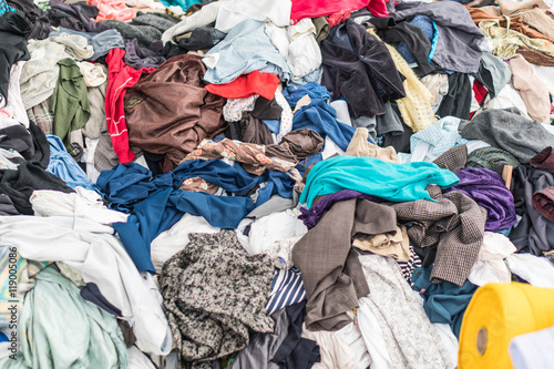 Pile piece of fabric scraps together into a colorful work of art