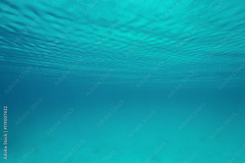 Ripples of calm water surface underwater, natural scene, Caribbean sea Ripples of calm water surface underwater, natural scene, Caribbean sea