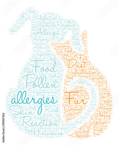 Allergies Word Cloud on a white background. 