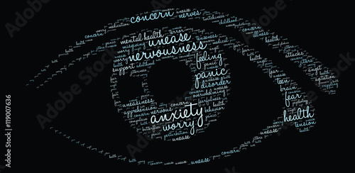 Anxiety Word Cloud on a black background. 