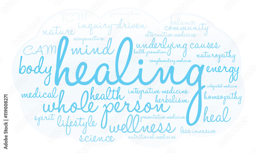 Healing Word Cloud on a white background. 