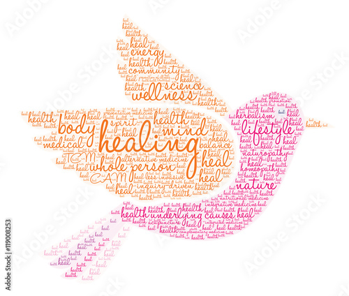 Healing Word Cloud on a white background. 