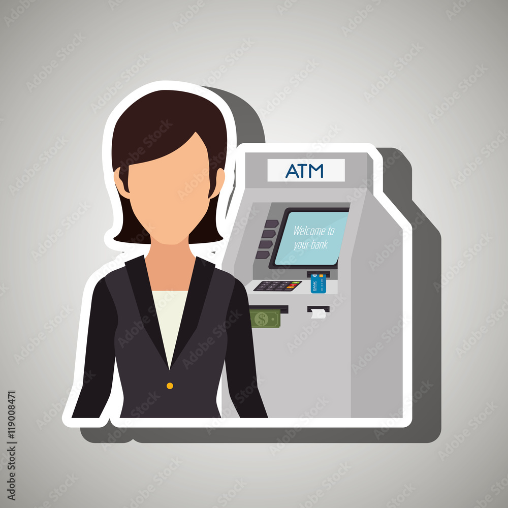 woman atm money credit vector illustration eps 10 woman atm money credit vector illustration eps 10