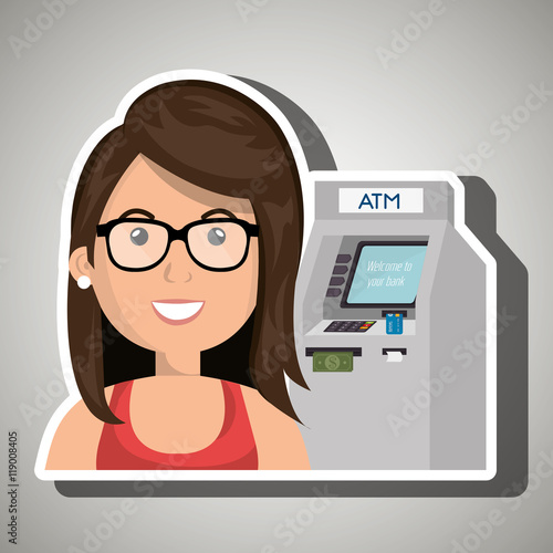 woman atm money credit vector illustration eps 10