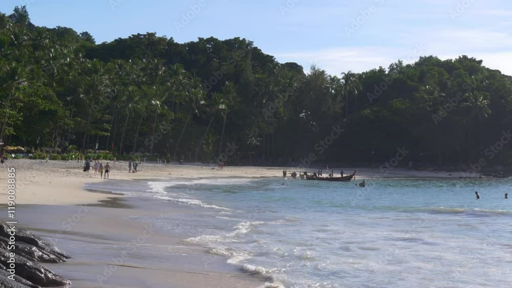 summer day phuket island famous private freedom beach panorama 4k thailand
