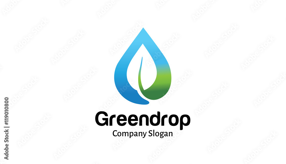Green Drop Logo Design Illustration Green Drop Logo Design Illustration