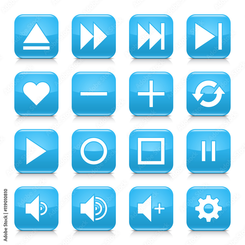 Blue media sign rounded square icon web button Blue media sign rounded square icon web button