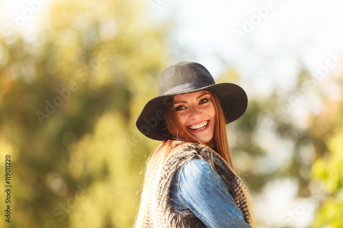 Cheerful woman having fun outdoors