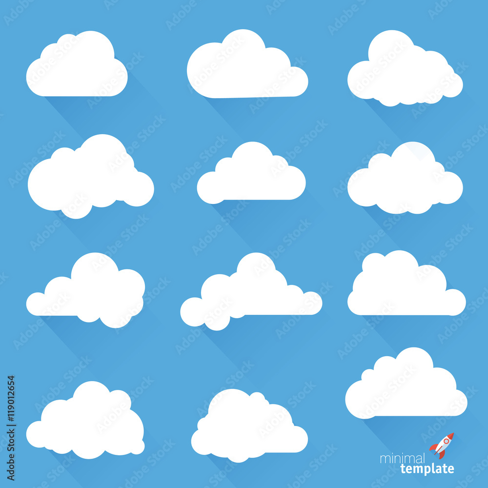 Clouds long shadow icons.
