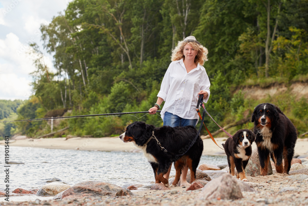 woman with dogs