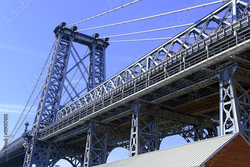 Wiliamsburg Bridge connecting Manhattan and Brooklyn over East River, New York City