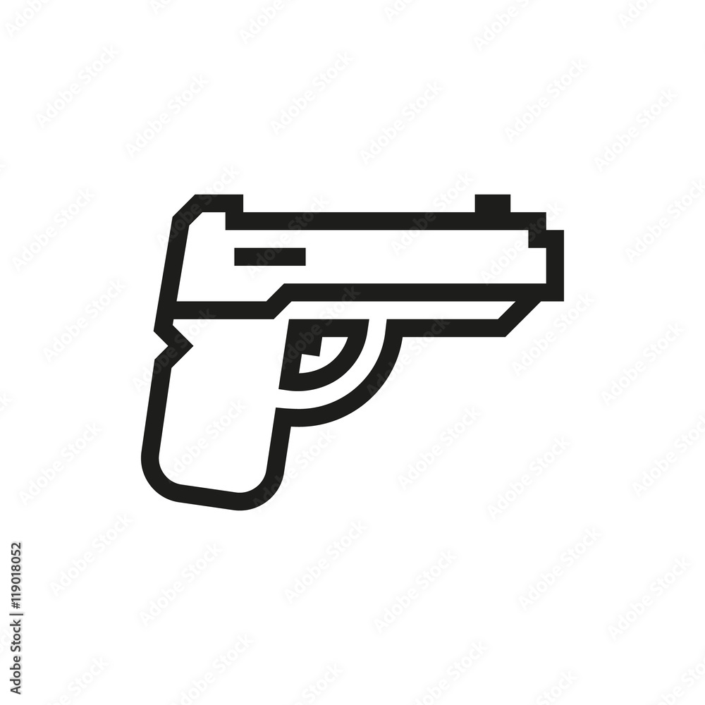 powerful pistol, handgun icon on white background